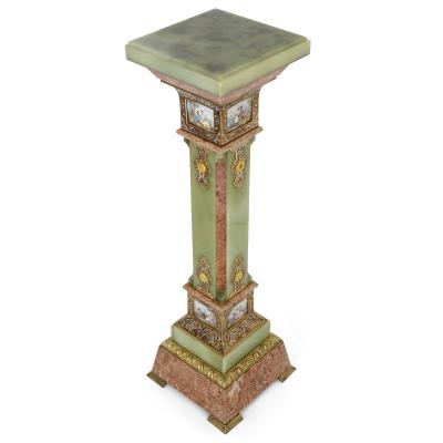 Pair of Antique Eclectic Style Onyx and Marble Pedestals