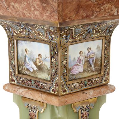 Pair of Antique Eclectic Style Onyx and Marble Pedestals