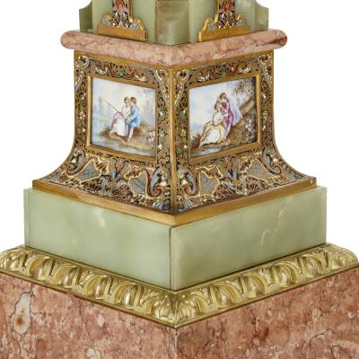 Pair of Antique Eclectic Style Onyx and Marble Pedestals