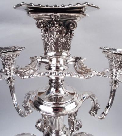 Pair of Antique English Victorian Neoclassical 5 Light Candelabra