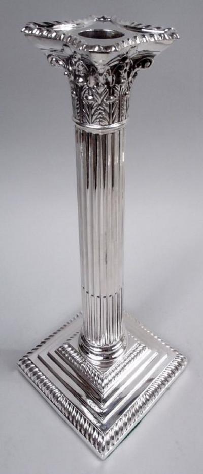 Pair of Antique English Victorian Neoclassical 5 Light Candelabra