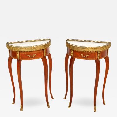 Pair of Antique French Marble Top Side Tables