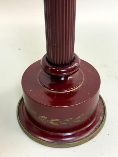 Pair of Antique French Mid century Red Gold Tole Tin Table Lamps circa 1930