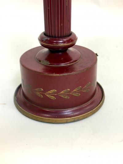 Pair of Antique French Mid century Red Gold Tole Tin Table Lamps circa 1930