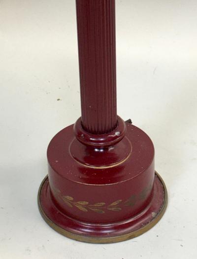 Pair of Antique French Mid century Red Gold Tole Tin Table Lamps circa 1930