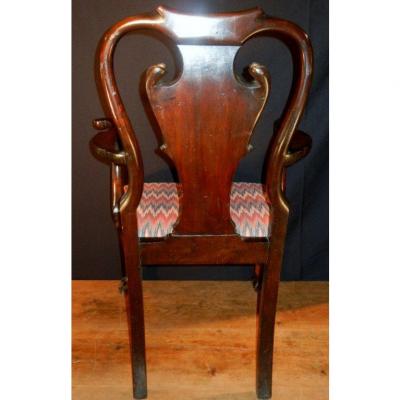 Pair of Antique George II Style Mahogany Armchairs Hand Carved and Parcel Gilt