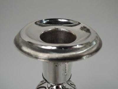 Pair of Antique German Biedermeier Classical Silver Candlesticks