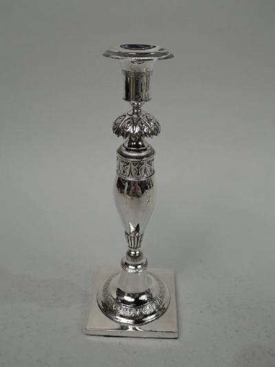Pair of Antique German Biedermeier Classical Silver Candlesticks