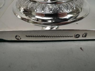 Pair of Antique German Biedermeier Classical Silver Candlesticks