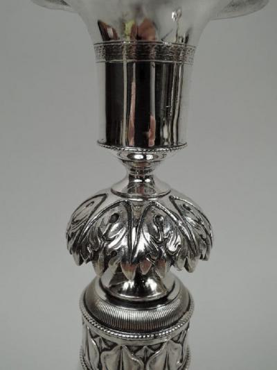 Pair of Antique German Biedermeier Classical Silver Candlesticks