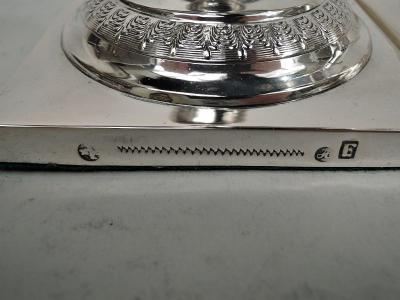 Pair of Antique German Biedermeier Classical Silver Candlesticks