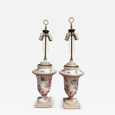 Pair of Antique German Porcelain Table Lamps