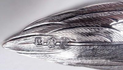 Pair of Antique German Silver Centerpiece Pheasants Game Birds