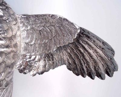 Pair of Antique German Silver Centerpiece Pheasants Game Birds