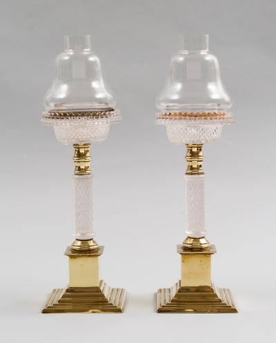 Pair of Antique Glass and Brass Cricklites 