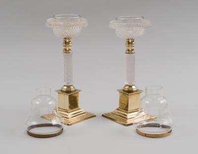 Pair of Antique Glass and Brass Cricklites 
