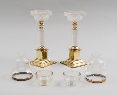 Pair of Antique Glass and Brass Cricklites 