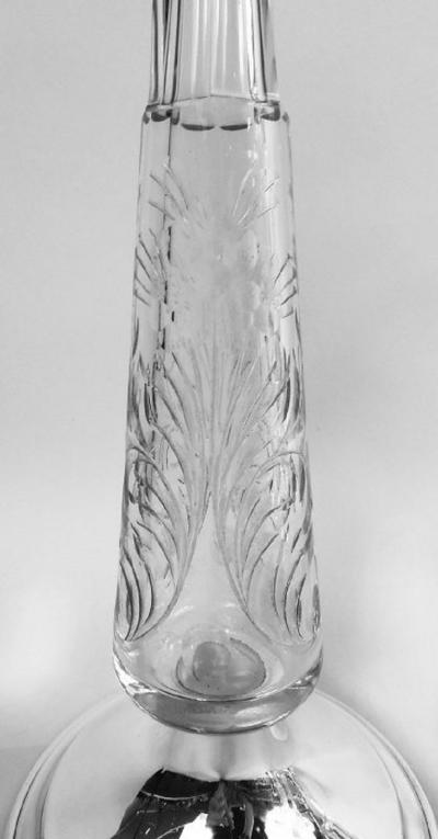 Pair of Antique Hawkes Edwardian Sterling Silver Glass Candlesticks