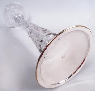 Pair of Antique Hawkes Edwardian Sterling Silver Glass Candlesticks