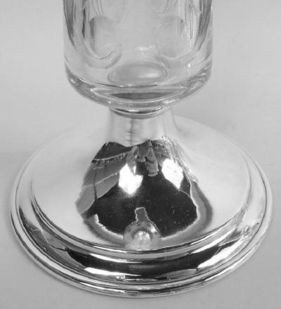 Pair of Antique Hawkes Edwardian Sterling Silver Glass Candlesticks