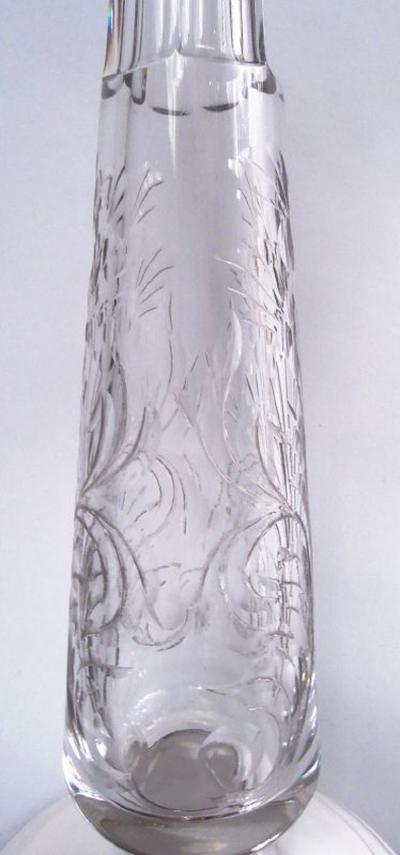 Pair of Antique Hawkes Edwardian Sterling Silver Glass Candlesticks