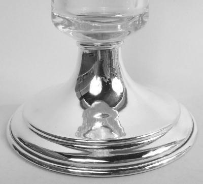 Pair of Antique Hawkes Edwardian Sterling Silver Glass Candlesticks