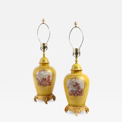 Pair of Antique Imperial Yellow Ginger Jar Table Lamps