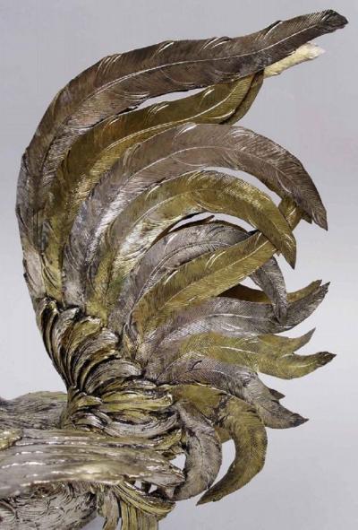 Pair of Antique Israel Freeman German Parcel Gilt Silver Roosters