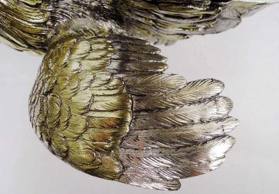 Pair of Antique Israel Freeman German Parcel Gilt Silver Roosters