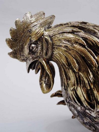 Pair of Antique Israel Freeman German Parcel Gilt Silver Roosters