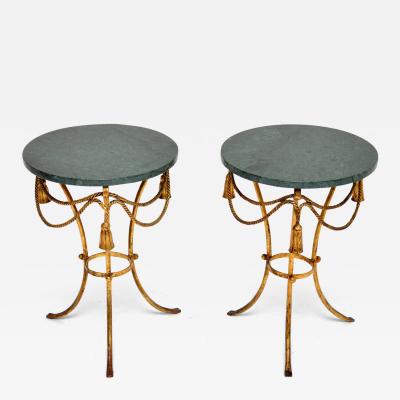 Pair of Antique Italian Gilt Metal and Marble Side Tables