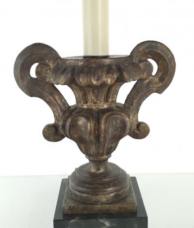 Pair of Antique Italian Silver Gilt Painted Urns Now Lamps