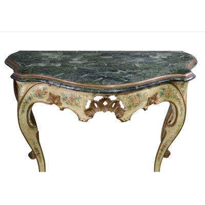 Pair of Antique Italian Trompe lOeil Faux Marble Painted Console Tables