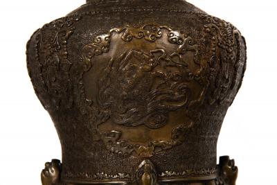 Pair of Antique Japanese Bronze Vasiform Table Lamps