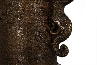 Pair of Antique Japanese Bronze Vasiform Table Lamps