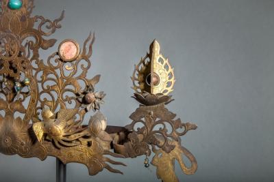 Pair of Antique Japanese Buddhist Temple Headdress and Necklace Ornaments