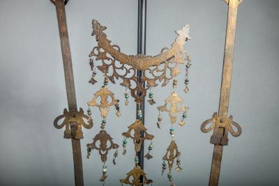 Pair of Antique Japanese Buddhist Temple Headdress and Necklace Ornaments