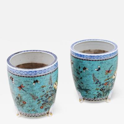 Pair of Antique Japanese Meiji Period Cloisonne Enamel Cache Pots