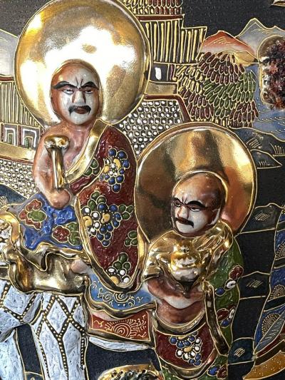 Pair of Antique Japanese Satsuma Vases Figural Scenes