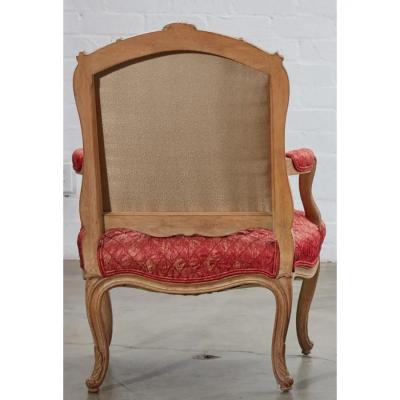 Pair of Antique Louis XV Style Pickled Oak Fauteuils