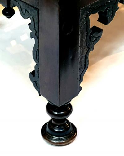 Pair of Antique Moorish Carved Hardwood and Inlaid Upholstered Benches