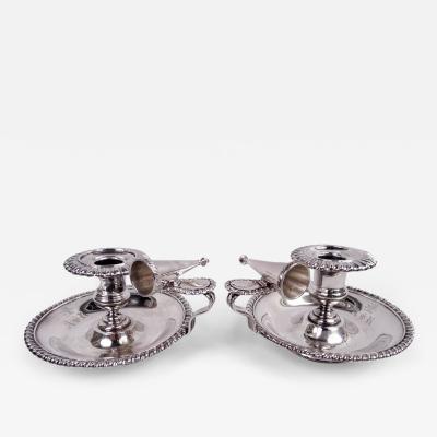 Pair of Antique Odiot French Classical Silver Chambersticks