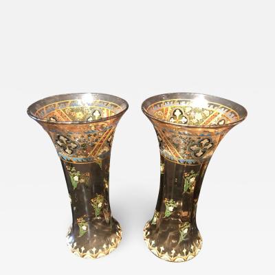 Pair of Antique Palatial French Jeweled Vases or Urns Emile Galle Style