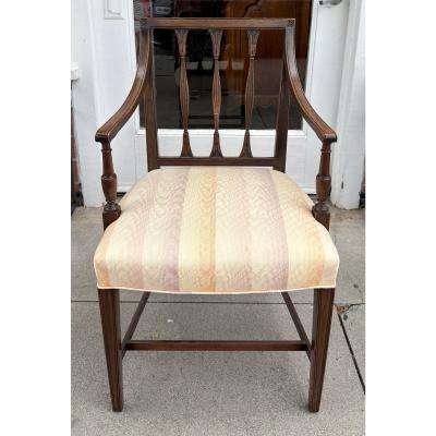 Pair of Antique Regency Mahogany Open Arm Chairs
