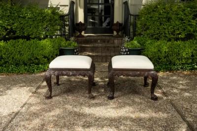 Pair of Antique Regency Style Walnut Benches