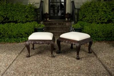 Pair of Antique Regency Style Walnut Benches