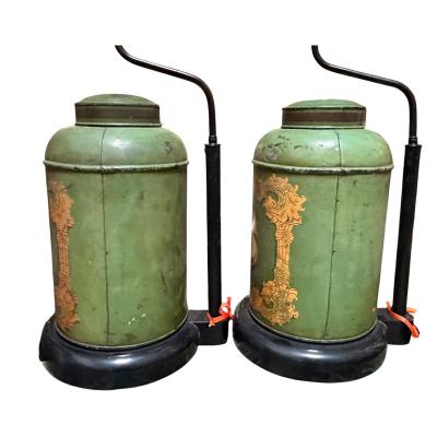 Pair of Antique Tole Tea Canister Table Lamps