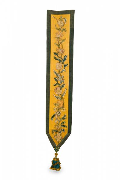 Pair of Antique Yellow and Green Floral Needlepoint Tapestry Wall Hangings