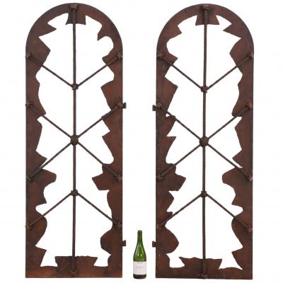 Pair of Arched French Brutalist Iron Panels C 1960