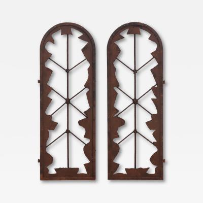 Pair of Arched French Brutalist Iron Panels C 1960